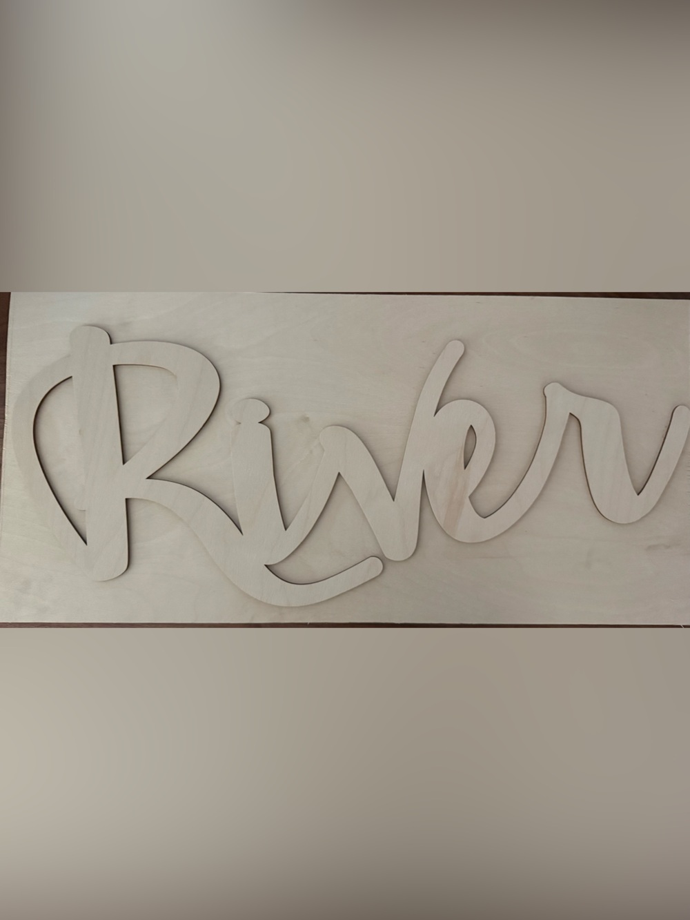 Neutral Wood Script Wall Art - River 24”